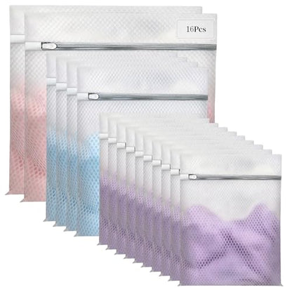 Mesh Laundry Bags for Delicates - 12x16/16x20/24x24 Inches Washing Bags for Bras, Lingerie, Socks, Baby Clothes, 3 sizes 16 Pack