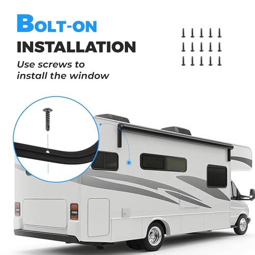 HECASA RV Window 48"W x 15"H Tear Drop Horizontal Sliding W/ Trim Ring and - size: 48" W x 15" H