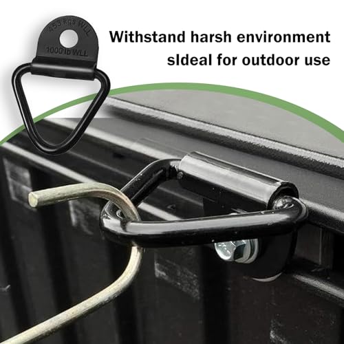 4 PCS Truck Bed Cargo Tie Down Anchors Rings, Heavy Duty V Rings Bolts Forged Lashing Ring, 1000 lbs Capacity Trailer Anchors Hooks, Universal for Trailers, Trucks, Cargo Tie Downs (Black)
