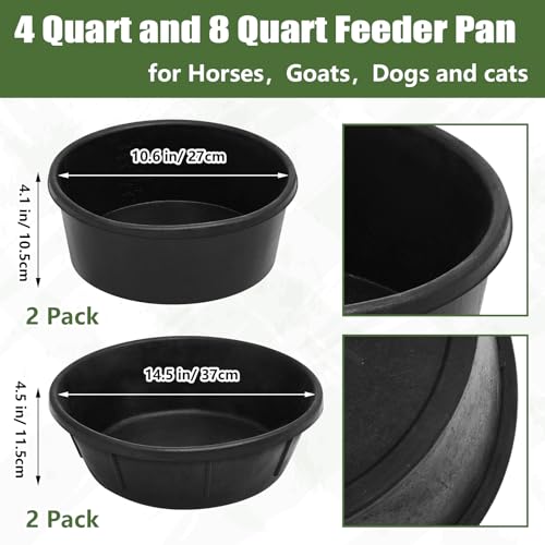Sadny 4 Pcs Rubber Feed Pan, 4 Quart/1 Gallon and 8 Quart/2 Gallon - size: 4 Quart/1 Gallon and 8 Quart/2 Gallon