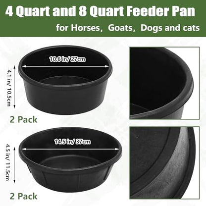 Sadny 4 Pcs Rubber Feed Pan, 4 Quart/1 Gallon and 8 Quart/2 Gallon - size: 4 Quart/1 Gallon and 8 Quart/2 Gallon