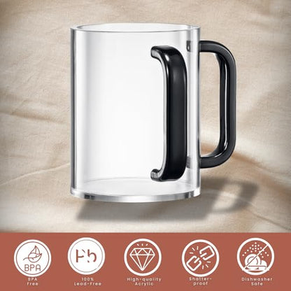 Judaica Acrylic Hand Washing Cup for Netilat Yadayim with Dual Handles - 5" Clear Unbreakable Plastic Negel Vasser Wash Cup Everyday & Passover Seder, Shabbat, Shul, Synagogue, Home (Clear & Black) - color: Black