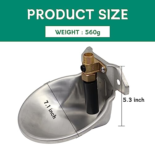 Automatic Goat Sheep Waterer Bowl with Copper Touch Valve,Stainless Steel - color: SILVER