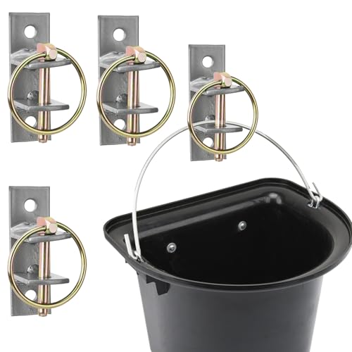4 Pcs Water Bucket Hook with Pin Heavy Duty Wall Mounted Equestrian Bucket Hooks Hangers for Horse Stall Stable Barn