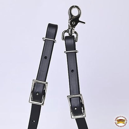 HILASON Western Horse Biothane Leather Rein, Full Size - color: Black.