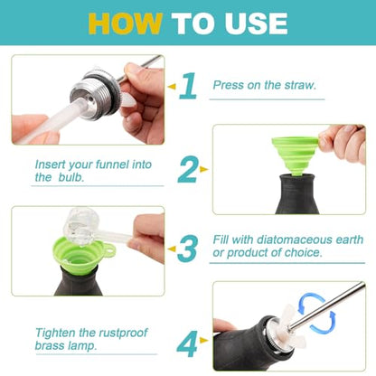 Sbestily Diatomaceous Earth Bulb Duster Powder Applicator, with Long Tubes | Extension Nozzle from 5'' to 22", Garden & Indoor, Large Wasp Insect Treatment Spreader / Puffer/ Spray Bottle
