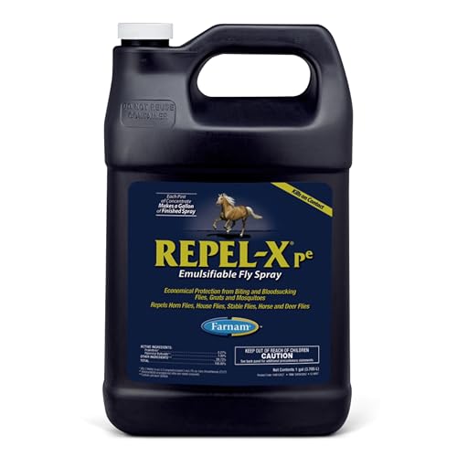 Farnam Repel-X pe Fly Spray Concentrate for Horses & Dogs, 128 oz | Makes 32 Quarts,Repels barn flies, gnats, mosquitoes, ticks, and lice as a concentrated that mixes with water - size: 128 Oz Concentrate