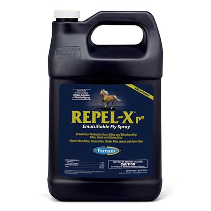 Farnam Repel-X pe Fly Spray Concentrate for Horses & Dogs, 128 oz | Makes 32 Quarts,Repels barn flies, gnats, mosquitoes, ticks, and lice as a concentrated that mixes with water - size: 128 Oz Concentrate