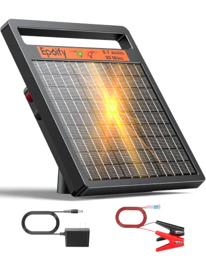 Solar Electric Fence Charger 0.7J for Poultry Livestock, 30 Mile