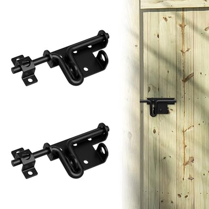 Heavy Duty Gate Latch with Padlock Hole Metal Thickened Slide Bolt Latch Mainly Used for Left or Right Hand Wooden Fence Gate Latch Shed Door Latch-2 Pack