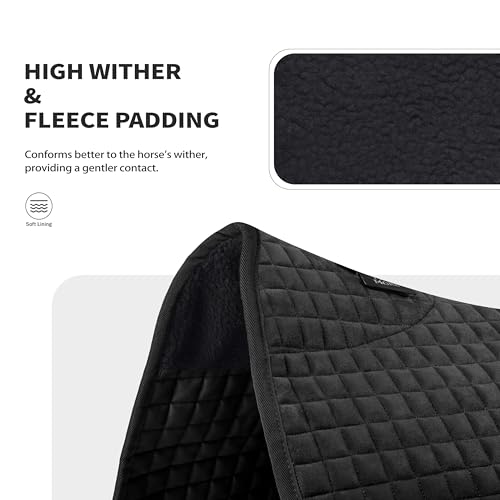 Tackmore All-Purpose Square Quilted Western Saddle Pad, Horse Saddle Pad - color: Black
