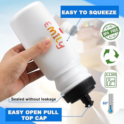 Suclain Squeeze Water Bottles with Carrier, 14 Pcs, White - color: White