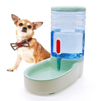 Kathson Gravity Dog Water Dispenser - Automatic Cat Drinking Station, 1 Gallon Large Capacity Puppy Water Bowl for Small & Medium Dogs & Cats, Green - color: Green
