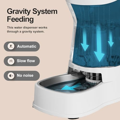 Automatic Dog Water Dispenser, Stainless Steel Bowls Feeder, 100% BPA-Free - color: White, size: 1 Gallon