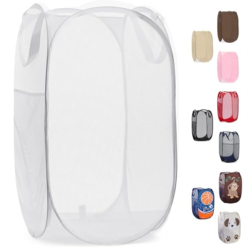 Handy Laundry Pop Up Laundry Hamper 71L Sturdy Collapsible Mesh (White) - color: White, 1-PACK