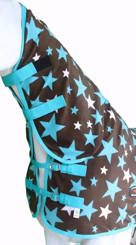 Horse Soft Fleece Cooler Contoured Exercise Blanket Liner Sheet Wicks 4397N - color: Turquoise Stars, size: 72 inches