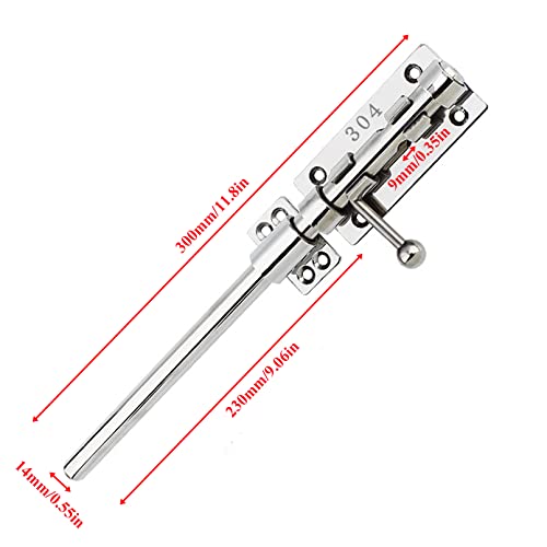 12in Slide Bolt Gate Latch 304 Stainless Steel Barrel Bolt Latch Heavy Duty Door Security Lock Thickened Door Latches Hardware with Mounting Screws for Barn Fence Shed Basement - color: 12in Silver