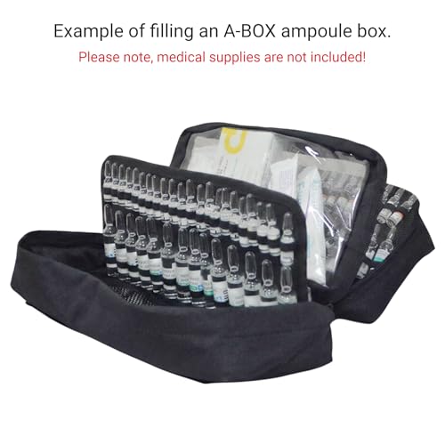 156-Slot Ampoule Case 1-10ml Medical Storage Organizer 12.6" EMT Bag Black | Padded Case Protects Fragile Vials During Transport; Clamshell Design Opens Flat for Quick Inventory and Easy Access