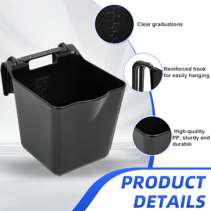 15 Quart Horse Feed Bucket, Heavy Duty Plastic Livestock Feeding Pails, Black, Pack of 6, Multipurpose Water & Feed Tubs for Horse, Pony, Goat, Farm Stable Use