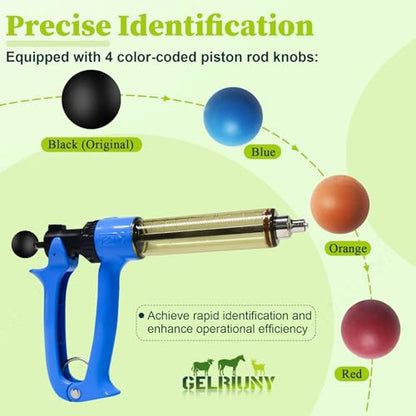 Upgrade 50mL Livestock Syringe, Include 3 Piston Rod Knobs & 1 Spare Barrel - size: 1 PC