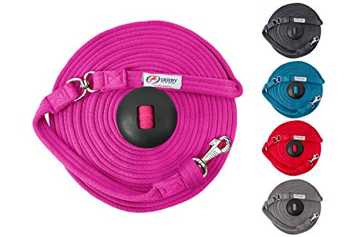 Premium Horse Training Super Soft Grip Swivel Lunge Line with Rubber Stopper with 6 Month Warranty and Replaceable Snap - color: Hot Pink, size: 24'