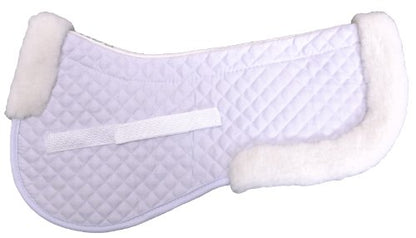 ECP Equine Comfort Products EuroTech Deluxe Poly-Wool Large Western Half Saddle Pad with Thermal Regulating, Durable, Shock-Absorbing Technology, for All Riding Styles, Fits Saddles 16.5"-19", White