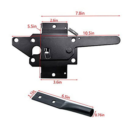 Heavy Duty Self-Locking Post Mount Automatic Gravity Lever Gate Latch for Wooden Fence with Fasteners - Black Finishing Steel Gate Latch to Secure Pool/Yard/Garden