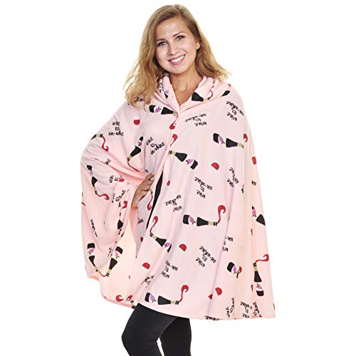 Angelina Women's Cozy Fleece Wearable Blanket or Blanket with Slipper Set - color: Wine Wearable Blanket, size: One Size Fits Most