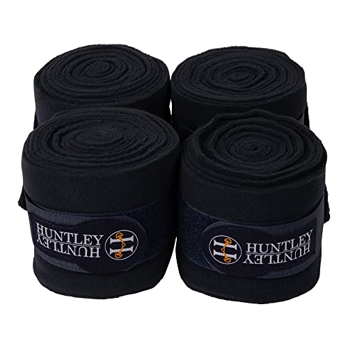 Huntley Equestrian Polo Wraps for Horses Protective Leg Support Bandage, Training, Exercising & Turnout - Pack of 4 - Navy - color: Navy