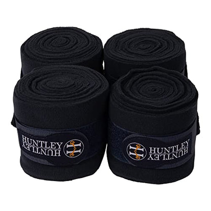 Huntley Equestrian Polo Wraps for Horses Protective Leg Support Bandage, Training, Exercising & Turnout - Pack of 4 - Navy - color: Navy