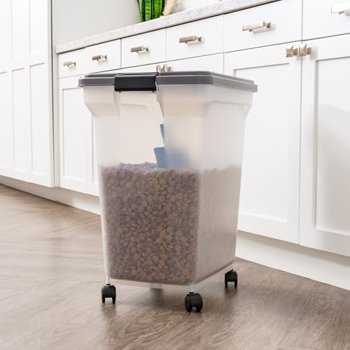 IRIS USA Dog Food Storage Container, Up to 58 lbs, Dark Gray, Made in USA - color: Dark Gray, size: 58 lbs