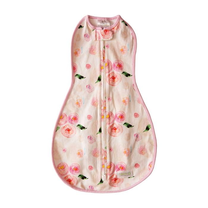 Woombie Grow with Me Baby Swaddle, Convertible Swaddle Fits Babies 0-9 Months, Expands to Wearable Blanket for Babies up to 18 Months, Watercolor Roses - color: Watercolor Roses, style: Grow With Me