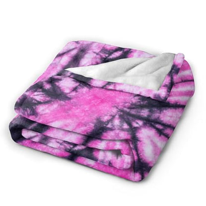 Pink and Black Tie Dye Fleece Blanket Lightweight Ultra-Soft Throw Blanket for Sofa Couch Bed Camping Travel - Super Soft Cozy Microfiber Blanket 80"X60" - color: Tie Dye, size: 80"x60"