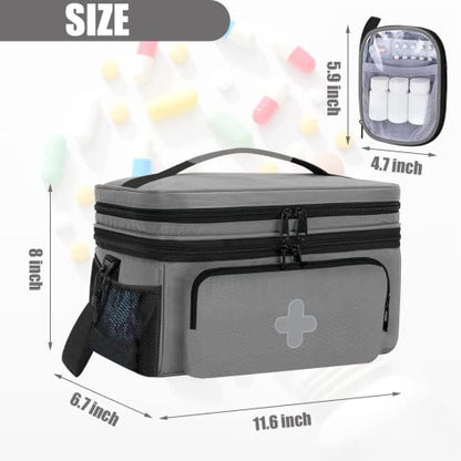 GDNasist Medicine Storage Bag, Medical Bag Pill Bottle Organizer Empty - color: Grey