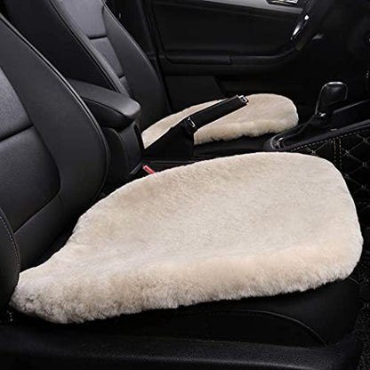 OGLAND 2 Pack Fuzzy Sheepskin Car Seat Covers for Soft Fur Wool Cushions - color: Pearl