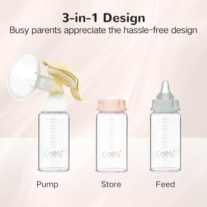 COMI Natural Glass Baby Bottle,Breastmilk Storage Bottle for Fridge,Breast Milk Container,Breast Pump Bottle Compatible with Medela Breast Pump,BPA Free,2PCS (5oz,2 Gray Lids) - style: 2Gray