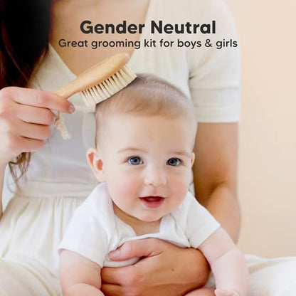 Wooden Baby Hair Brush for Toddler, Infant Cradle Cap (Walnut, Petite) - color: Walnut, size: Oval, Petite 5"