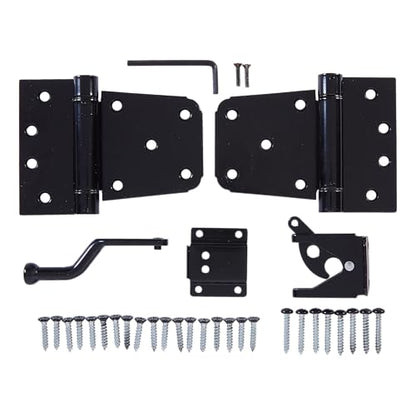 National Hardware Self-Closing Gate Kit, Hinges and Latch, Steel, Black - size: 0