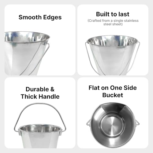 3 Gallon Stainless Steel Bucket - Flat-Side Metal Bucket 13 Quart - size: 13 Quarts