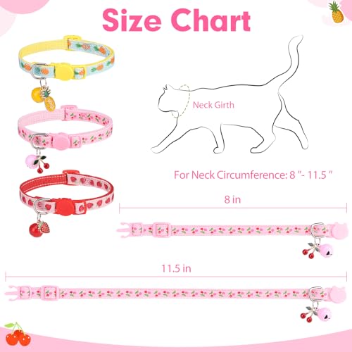 BINGPET Cat Collar Breakaway with Bell, Cute Kitten Collar - color: Fruit-3pcs