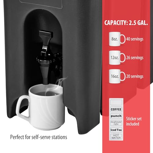 Cambro 250LCD110 Camtainer 2.5 Gallon Black Insulated Beverage Dispenser Case of 1