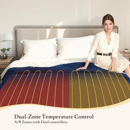Electric Heated Blanket 84"×90" Queen Size, Fluffy Cozy for Home, Office, Hotel, 4 Heating Levels & 10H Auto-Off, Overheat Protection, Dual Controllers, Fast Heating - Dark Blue - color: 06-dark Blue, size: Queen Size (84"x90")