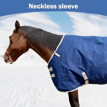 1200D Horse Blanket Winter Water Resistant 220g Polyester Fiber Filling Liner 1200D Premium Turnout Horse Blanket,Horse Blankets for Real Horses Medium Weight Blanket 78 inches,145cm Deep Blue