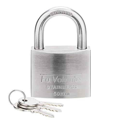Stainless Steel Pin Tumbler Padlock, 304 Marine Series, Weatherproof Padlock for Outdoor use, 2 inch Wide Body, Keyed Different - Stainless Steel Body & Shackle - color: FUPS150