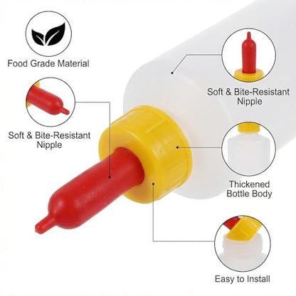 Goat Bottles and Nipples Set, 5 Sets Small Animal Milk Drink Pritchard Nipple for Goats 400 ml Lamb Nursing Bottles Feeding Bottle Kit for Feeding Sheep Goat Lamb Puppy
