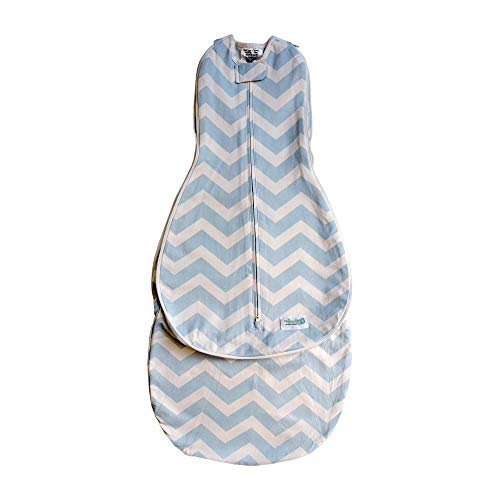 Woombie Grow with Me Baby Swaddle, Convertible Swaddle Fits Babies 0-9 Months, Expands to Wearable Blanket for Babies up to 18 Months, Dreamy Blue Chevron - color: Dreamy Blue Chevron, style: Grow With Me