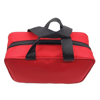 Red First Aid Bag Empty Travel Rescue Pouch Medical Bags First Responder Storage Compact Survival Medicine Emergency Bag for Car Home Office Kitchen Sporting Outdoor (Zipper MHS)