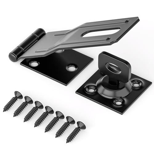 Swivel Staple Safety Hasp Latch Lock with Twist Knob, Black 1pcs - color: Black