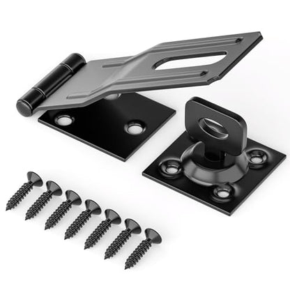 Swivel Staple Safety Hasp Latch Lock with Twist Knob, Black 1pcs - color: Black