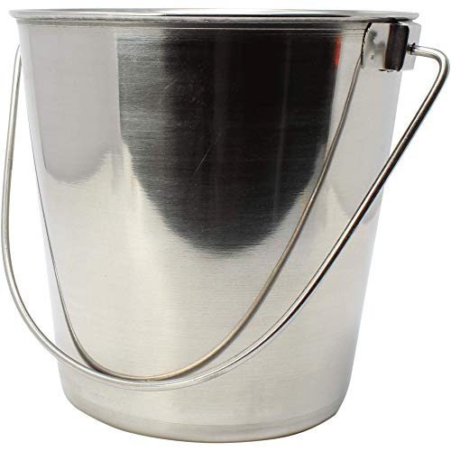 800101 4 Quart Stainless Steel Pail Bonka Bird Toys Durable Shiny Pets Food Water Liquid Treat Feed - size: (4) Quart